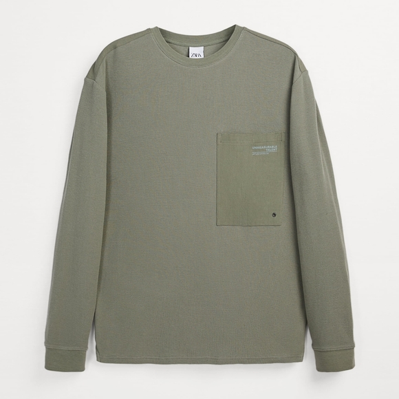 Zara Textured  Pocket T-shirt - Picture 2 of 5